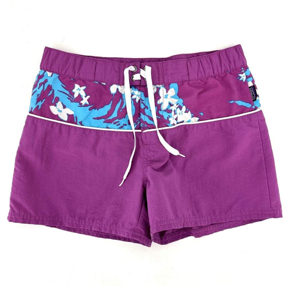 Youth Girls Patagonia Purple Floral Board Shorts Size M 10 Swim Hiking